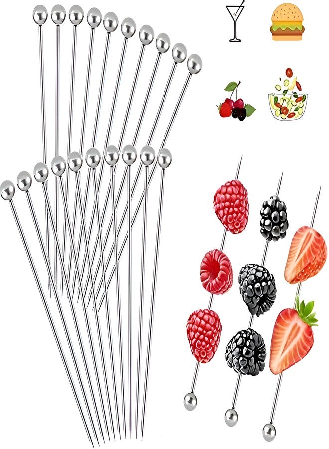 Birdbrid Cocktail Picks Stainless Steel 4.5 Inch | Reusable Metal Garnish Sticks for Drinks, Olives, Fruit, Snacks | Bar Martini Toothpicks for Party & Home - Pack of 8 - Image 1